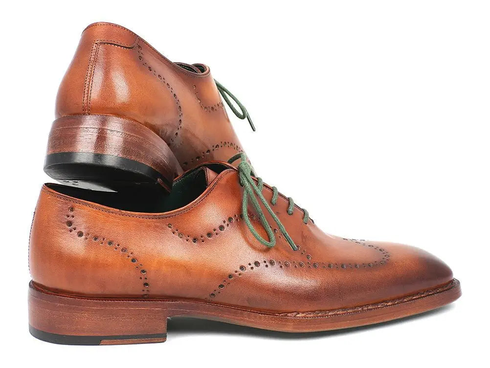 Paul Parkman Men's Camel Brown Goodyear Welted Wingtip Oxfords (ID#87CML66) PAUL PARKMAN