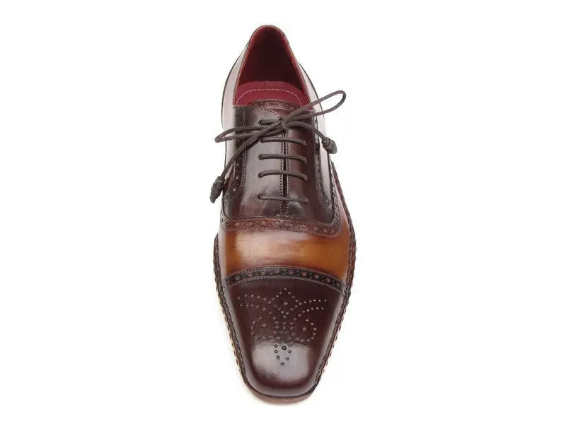Paul Parkman Men's Brown Hand-Painted Cap Toe Oxfords (ID#5032-BRW) PAUL PARKMAN