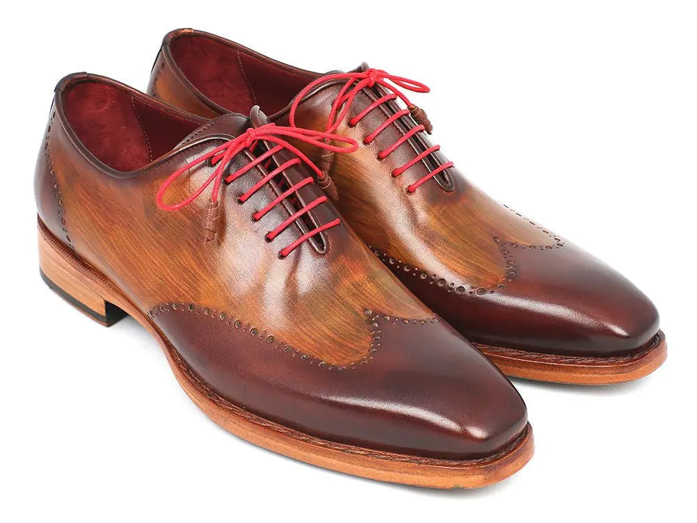 Paul Parkman Men's Brown/Camel Goodyear Welted Wingtip Oxfords (ID#81BRW74) PAUL PARKMAN