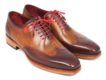 Paul Parkman Men's Brown/Camel Goodyear Welted Wingtip Oxfords (ID#81BRW74) PAUL PARKMAN