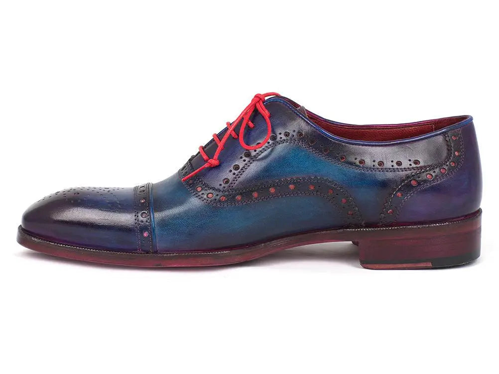 Paul Parkman Men's Blue/Parliament Blue Cap Toe Oxfords (ID#024-PARL) PAUL PARKMAN