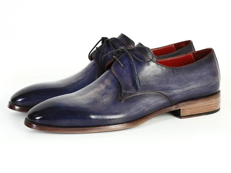 Paul Parkman Men's Blue/Navy Hand-Painted Derby Shoes (ID#PP2279) PAUL PARKMAN