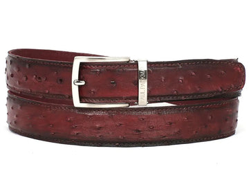 Paul Parkman Men's Bordeaux Genuine Ostrich Belt (ID#B04-BRD) PAUL PARKMAN
