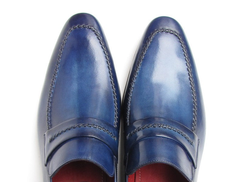 Paul Parkman Men's Loafer Shoes Navy Leather Upper and Leather Sole (ID#068-BLU) PAUL PARKMAN