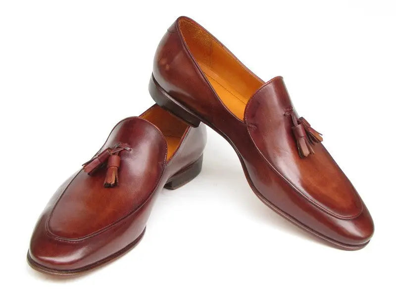 Paul Parkman Men's Brown Hand-Painted Genuine Leather Tassel Loafers (ID#049-BRW) PAUL PARKMAN