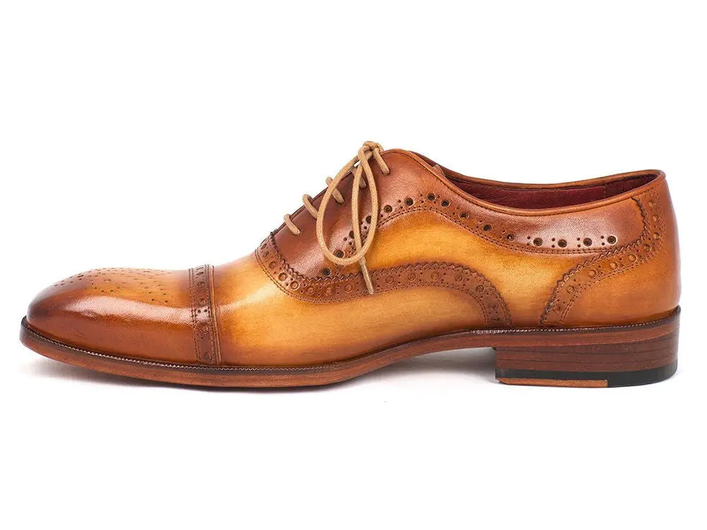 Paul Parkman Men's Tan Cap Toe Oxfords (ID#024-TAN) PAUL PARKMAN