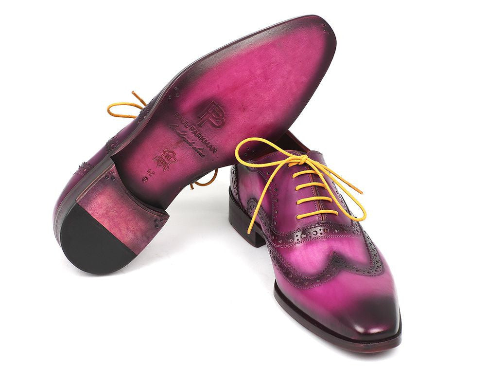 Paul Parkman Men's Wingtip Oxfords Lilac Handpainted Calfskin (ID#228-LIL) PAUL PARKMAN