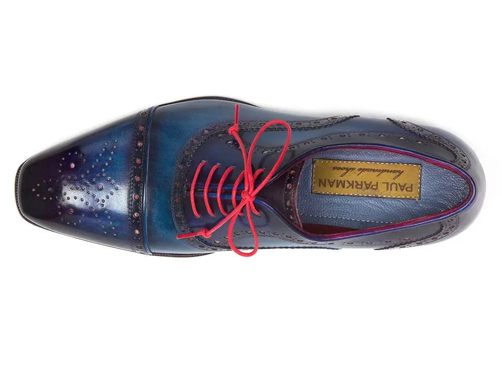 Paul Parkman Men's Blue/Parliament Blue Cap Toe Oxfords (ID#024-PARL) PAUL PARKMAN