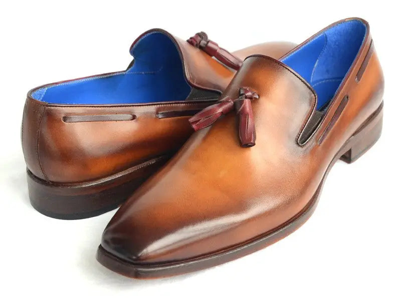 Paul Parkman Men's Walnut Genuine Leather Sole and Leather Upper Tassel Loafers (ID#5141-WALNUT) PAUL PARKMAN