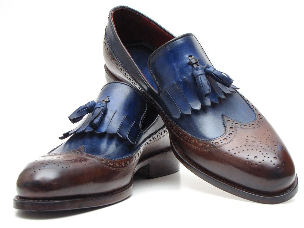 Paul Parkman Kiltie Tassel Loafer Dark Brown & Navy (ID#KT44BN) PAUL PARKMAN