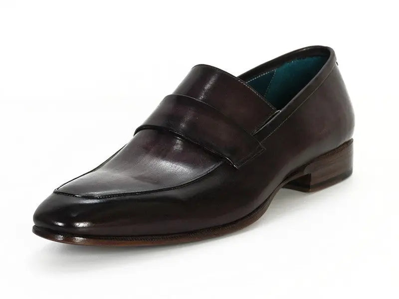 Paul Parkman Men's Black/Gray Hand-Painted Genuine Leather Loafers (ID#093-GRAY) PAUL PARKMAN
