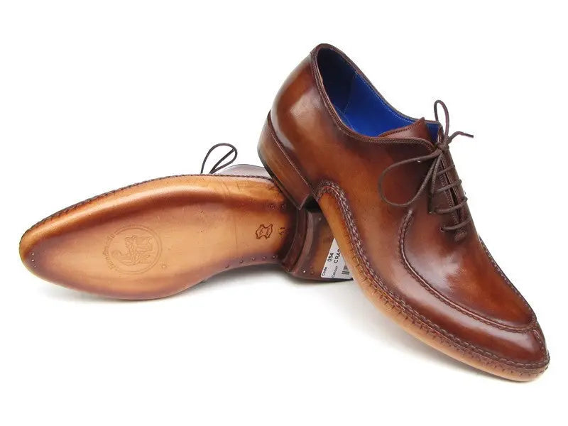 Paul Parkman Men's Brown Side Handsewn Split-Toe Oxfords (ID#054-BRW) PAUL PARKMAN