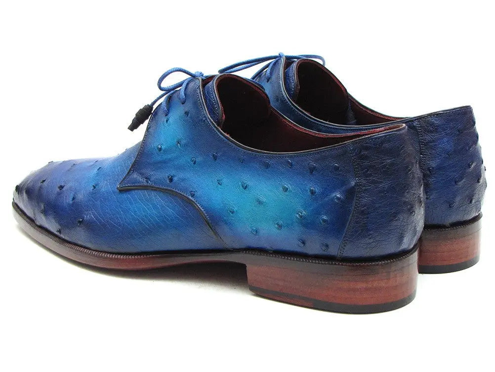 Paul Parkman Men's Ocean Genuine Ostrich Derby Shoes (ID#79V22) PAUL PARKMAN