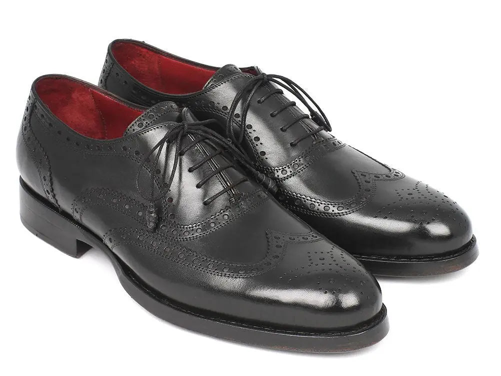 Paul Parkman Men's Black Goodyear Welted Wingtip Oxfords (ID#027-BLK) PAUL PARKMAN