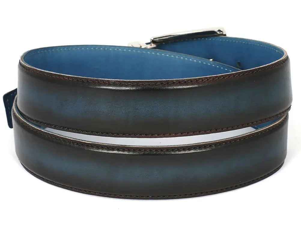 Paul Parkman Men's Dual Tone Brown/Blue Genuine Leather Hand-Painted Belt (ID#B01-BRW-BLU) PAUL PARKMAN