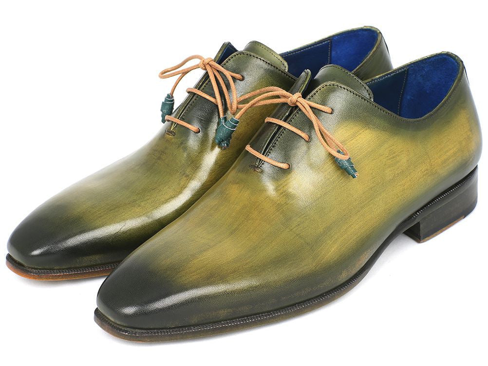 Paul Parkman Plain Toe Wholecut Oxfords Green Hanpainted Leather (ID#755-GRN) PAUL PARKMAN