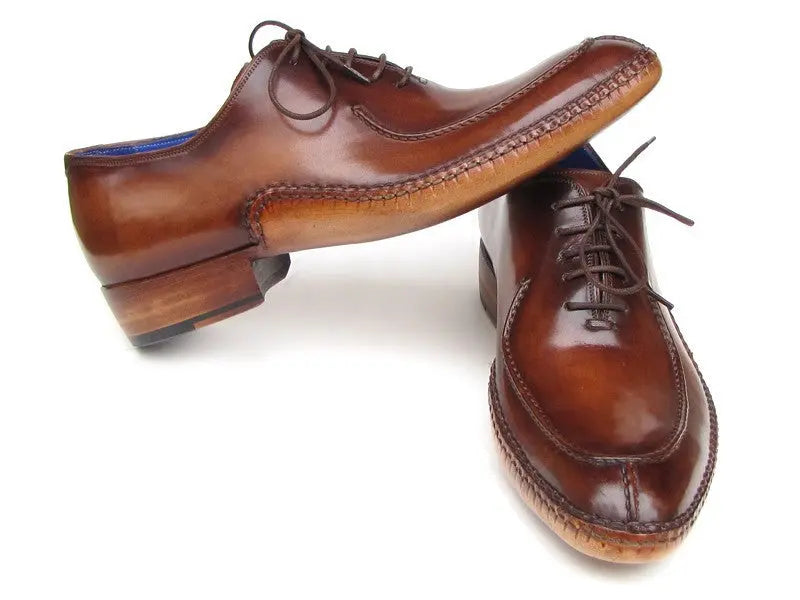 Paul Parkman Men's Brown Side Handsewn Split-Toe Oxfords (ID#054-BRW) PAUL PARKMAN