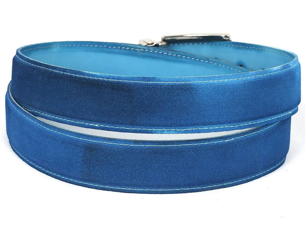 Paul Parkman Men's Blue Genuine Suede Belt (ID#B06-BLU) PAUL PARKMAN