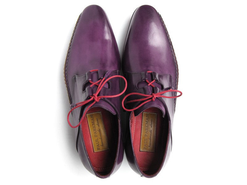 Paul Parkman Men's Ghillie Lacing Side Handsewn Dress Shoes - Purple Leather Upper and Leather Sole (ID#022-PURP) PAUL PARKMAN