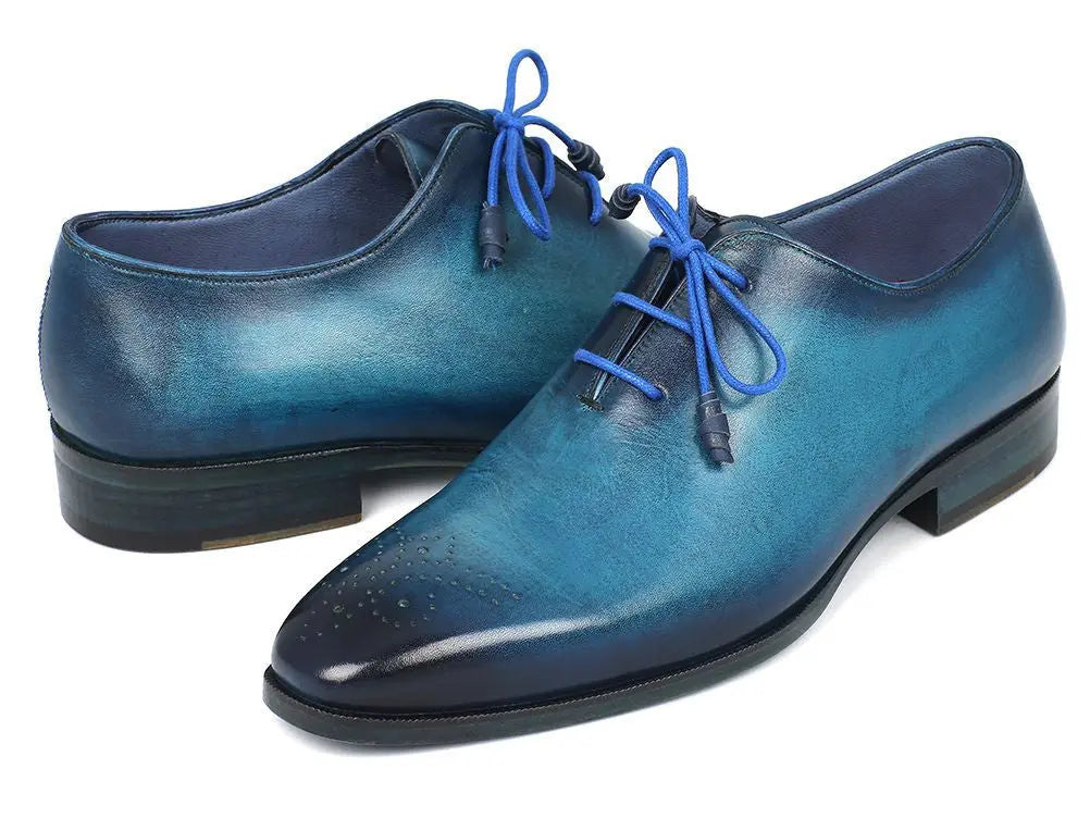 Paul Parkman Men's Blue/Navy Medallion Toe Oxfords (ID#VN82BL) PAUL PARKMAN