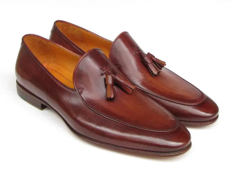 Paul Parkman Men's Brown Hand-Painted Genuine Leather Tassel Loafers (ID#049-BRW) PAUL PARKMAN
