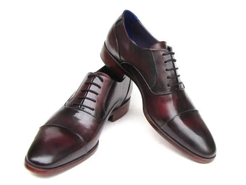 Paul Parkman Men's Black/Purple Genuine Leather Cap Toe Oxfords  (ID#074-PURP-BLK) PAUL PARKMAN