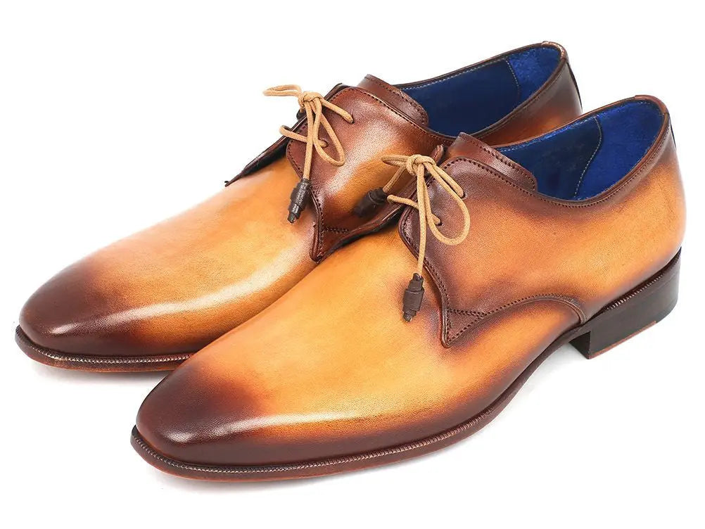 Paul Parkman Men's Brown/Camel Hand-Painted Derby Shoes (ID#326-CMLBRW) PAUL PARKMAN