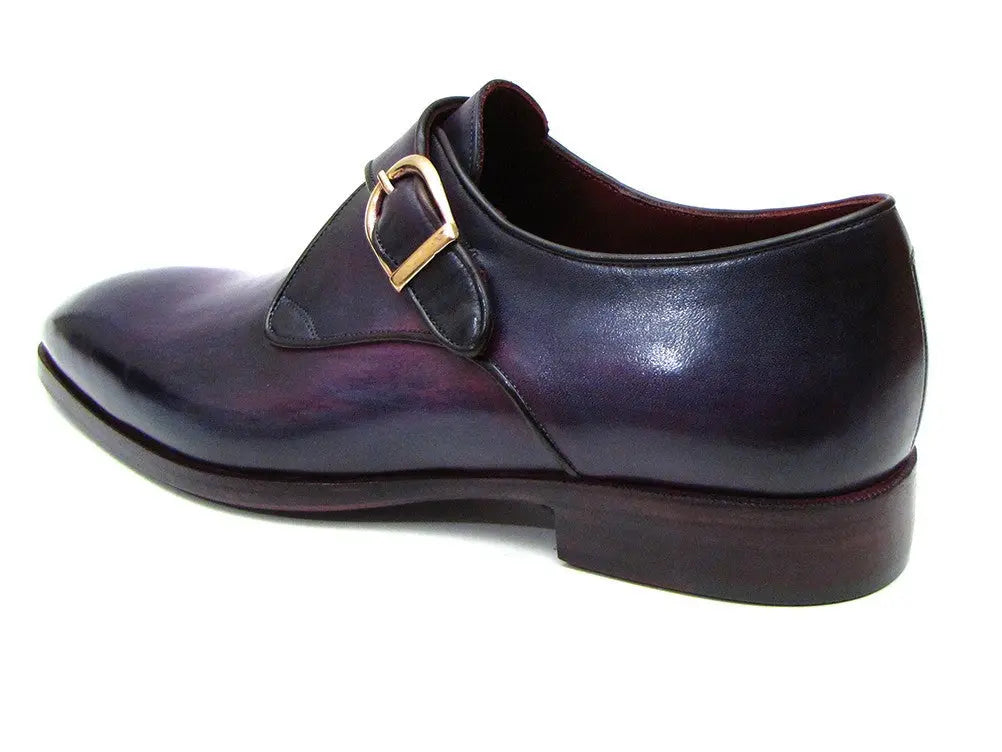 Paul Parkman Men's Purple Genuine Leather Single Monk strap Shoes (ID#DW754T) PAUL PARKMAN