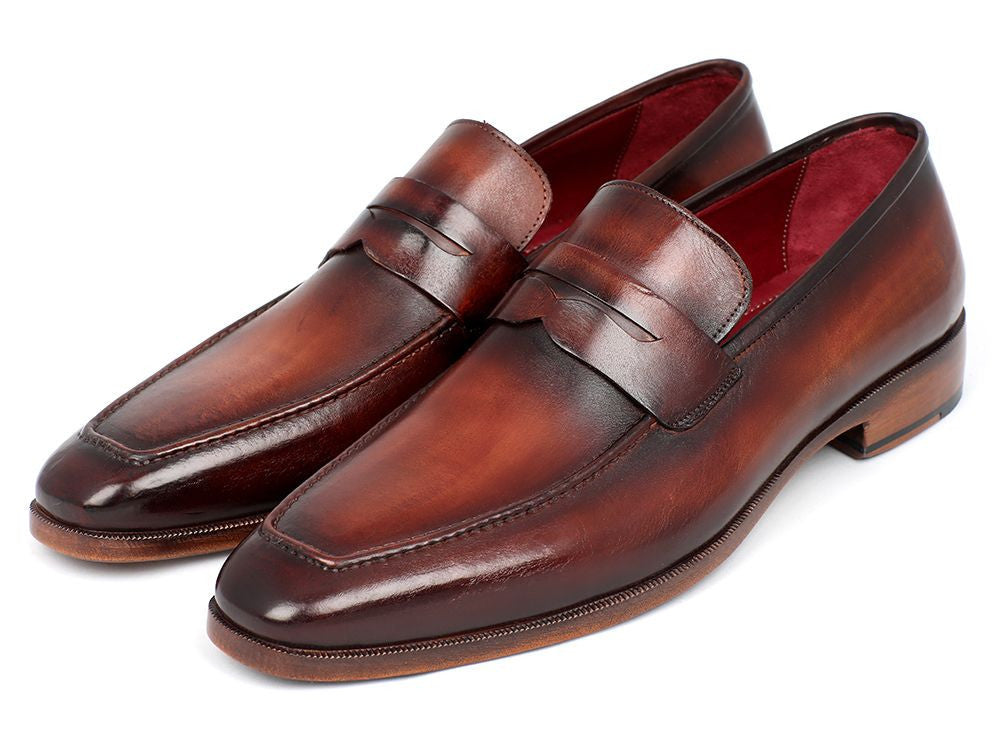 Paul Parkman Men's Penny Loafer Bordeaux and Brown Calfskin (ID#10FD61) PAUL PARKMAN