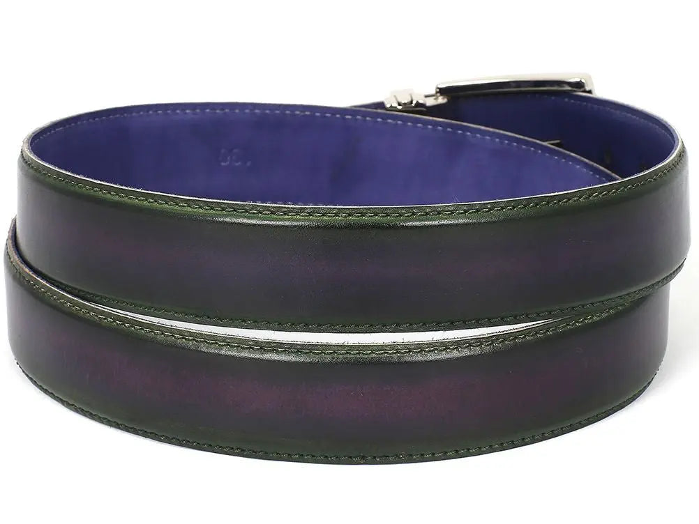 Paul Parkman Men's Dual Tone Green/Purple Genuine Leather Hand-Painted Belt (ID#B01-GRN-PURP) PAUL PARKMAN
