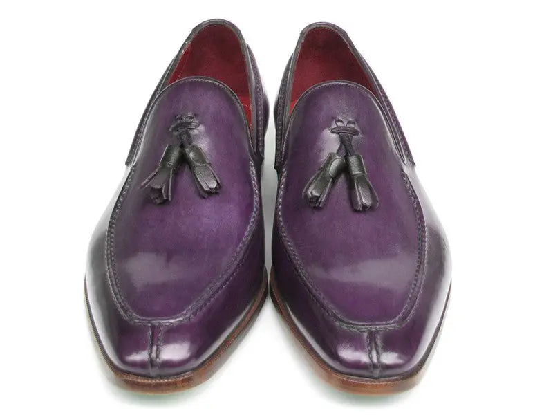 Paul Parkman Men's Purple Tassel Hand-Painted Genuine Leather Loafers (ID#083-PURP) PAUL PARKMAN