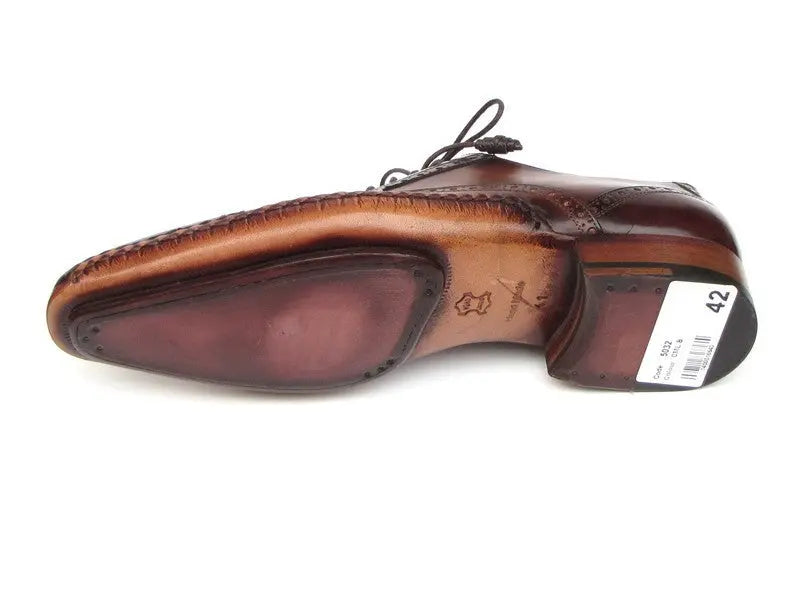 Paul Parkman Men's Brown Hand-Painted Cap Toe Oxfords (ID#5032-BRW) PAUL PARKMAN