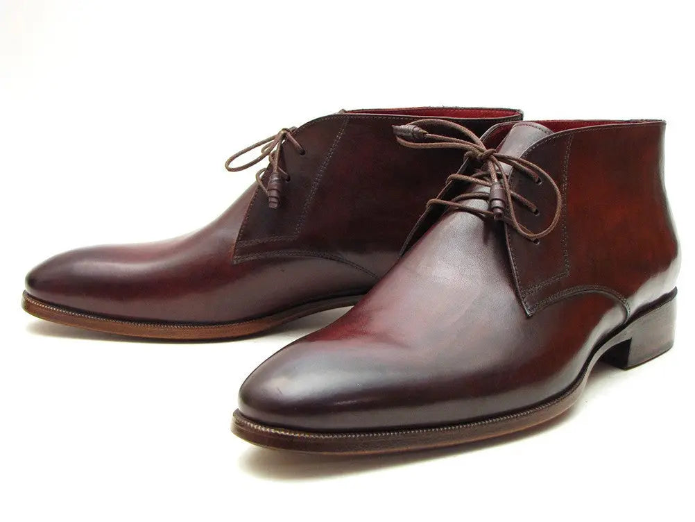 Paul Parkman Men's Brown/Bordeaux Chukka Boots (ID#CK43E8) PAUL PARKMAN