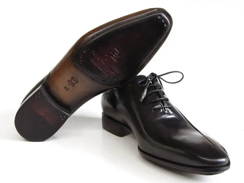 Paul Parkman Men's Black Side Handsewn Genuine Leather Upper and Leather Sole Oxfords (ID#018-BLK) PAUL PARKMAN