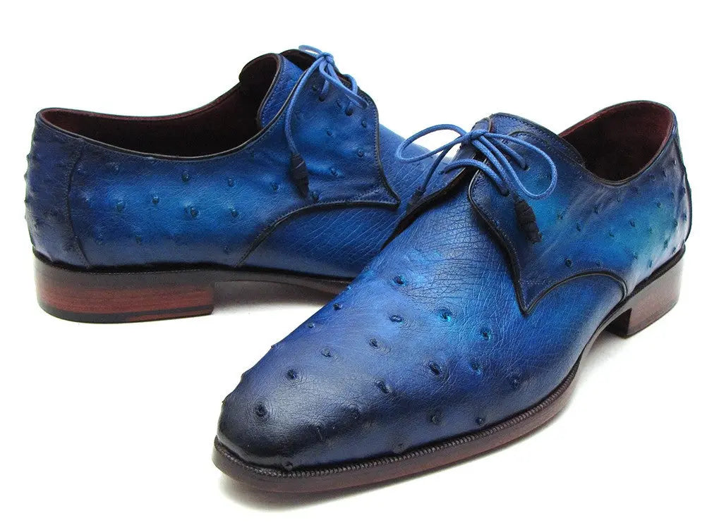 Paul Parkman Men's Ocean Genuine Ostrich Derby Shoes (ID#79V22) PAUL PARKMAN