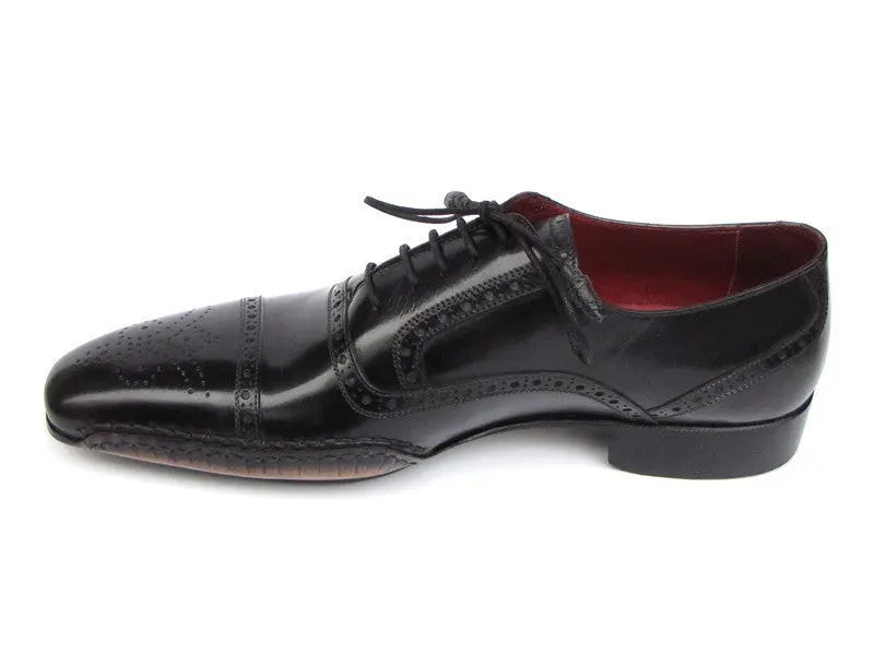 Paul Parkman Men's Black Hand-Painted Cap Toe Oxfords (ID#5032-BLK) PAUL PARKMAN