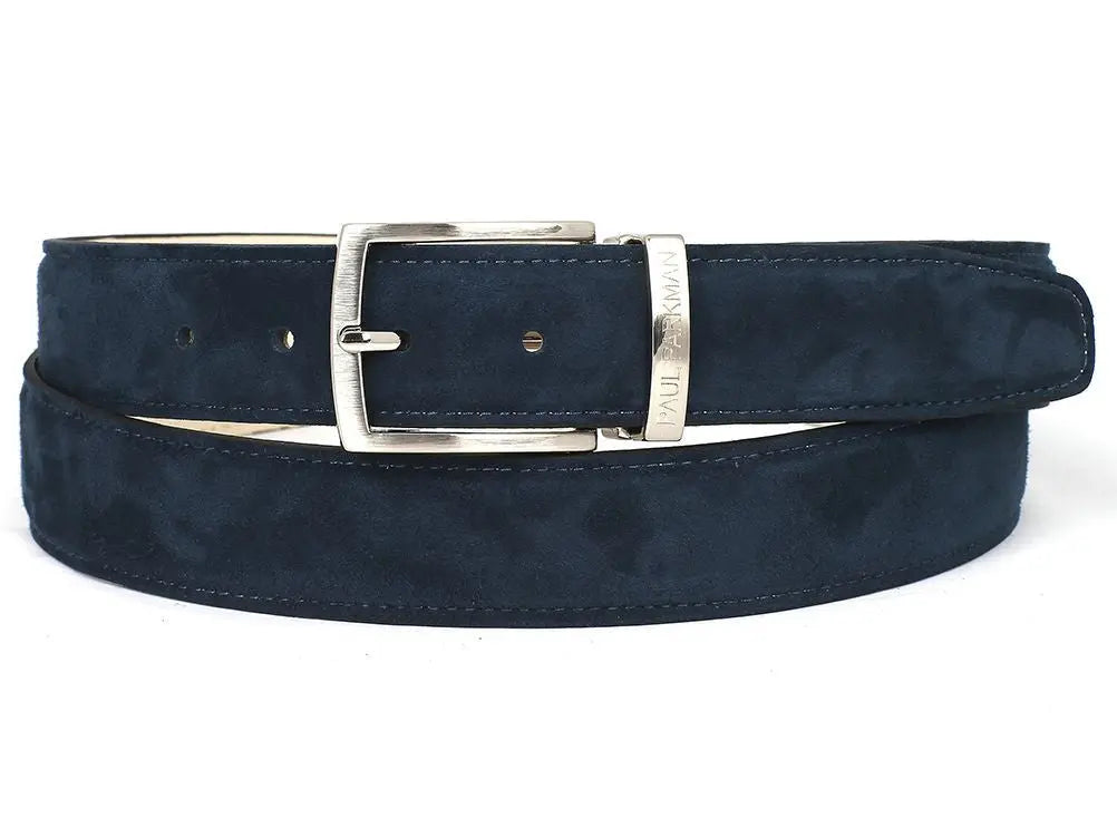 Paul Parkman Men's Navy Genuine Suede Belt (ID#B06-NAVY) PAUL PARKMAN