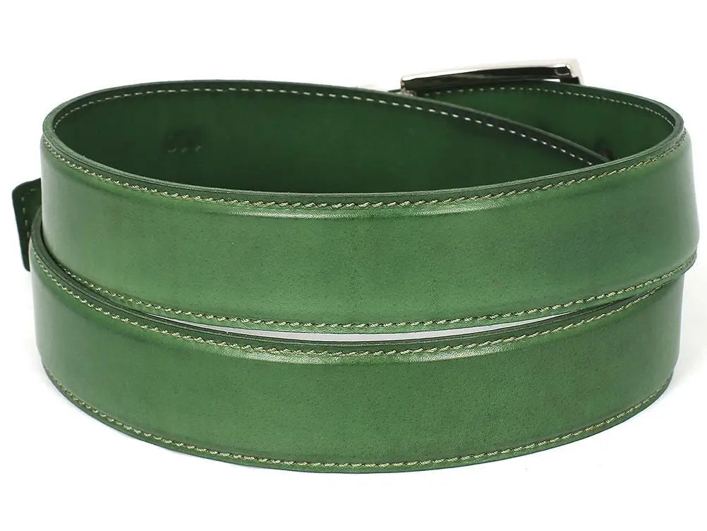 Paul Parkman Men's Green Genuine Leather Hand-Painted Belt (ID#B01-LGRN) PAUL PARKMAN