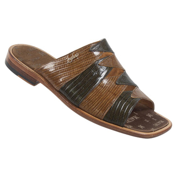 Mauri 1774 Olive/Taupe Genuine Lizard Slide-In Open Toe Sandals