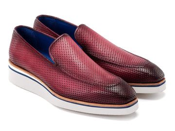 Paul Parkman Men's Purple Smart Casual Perforated Genuine Leather Loafers (ID#186-PR-PUR) PAUL PARKMAN