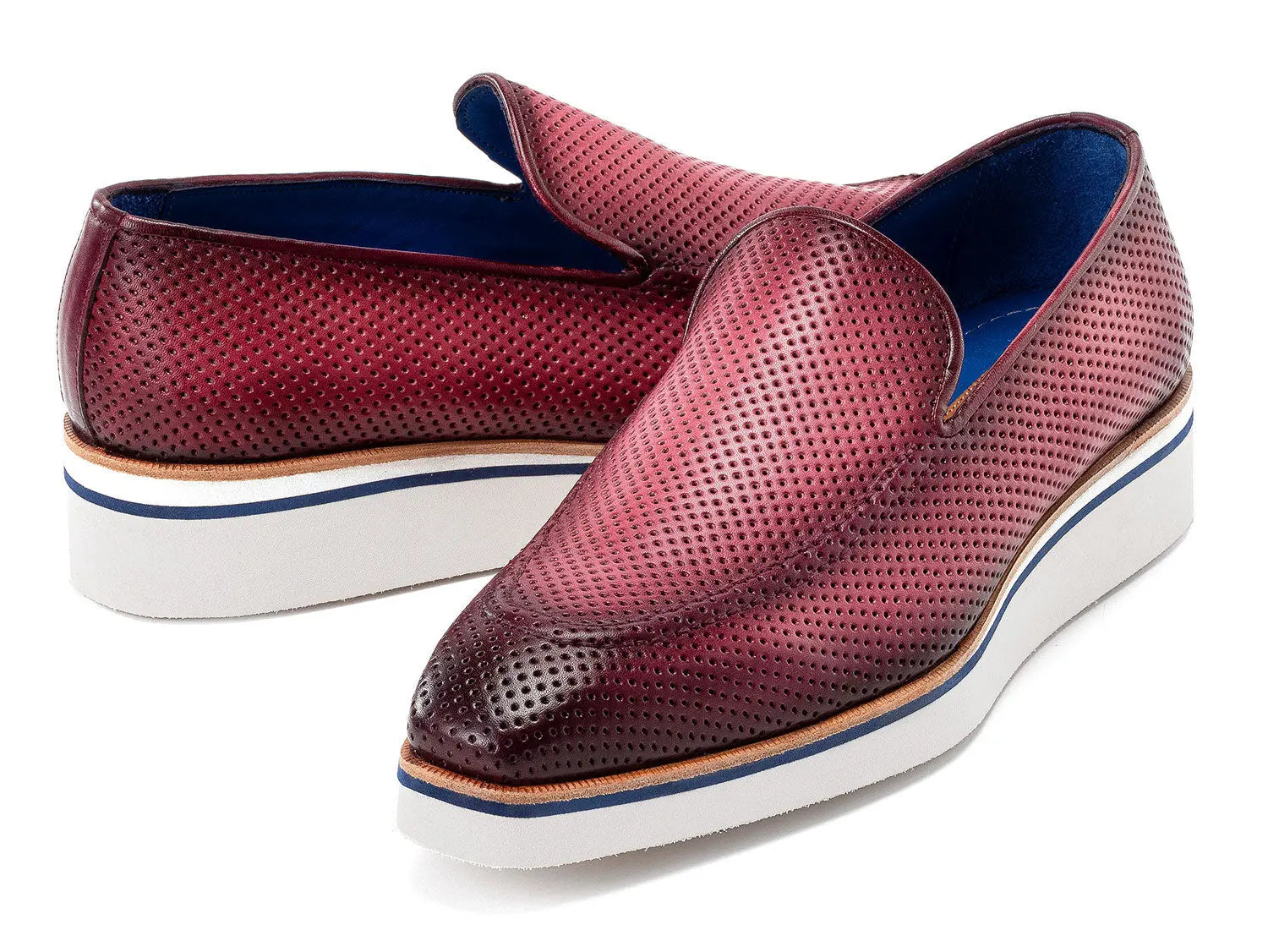 Paul Parkman Men's Purple Smart Casual Perforated Genuine Leather Loafers (ID#186-PR-PUR) PAUL PARKMAN