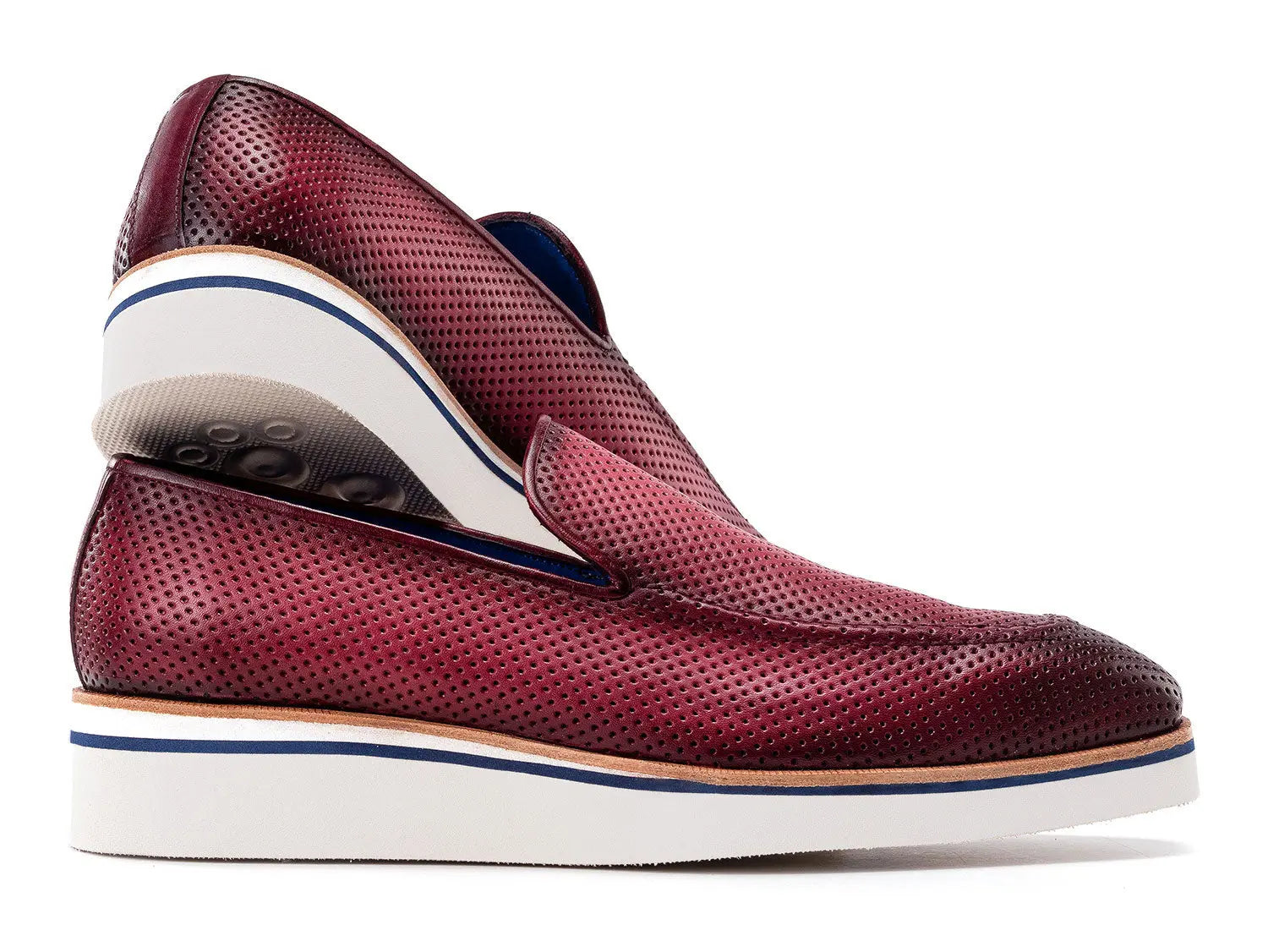 Paul Parkman Men's Purple Smart Casual Perforated Genuine Leather Loafers (ID#186-PR-PUR) PAUL PARKMAN