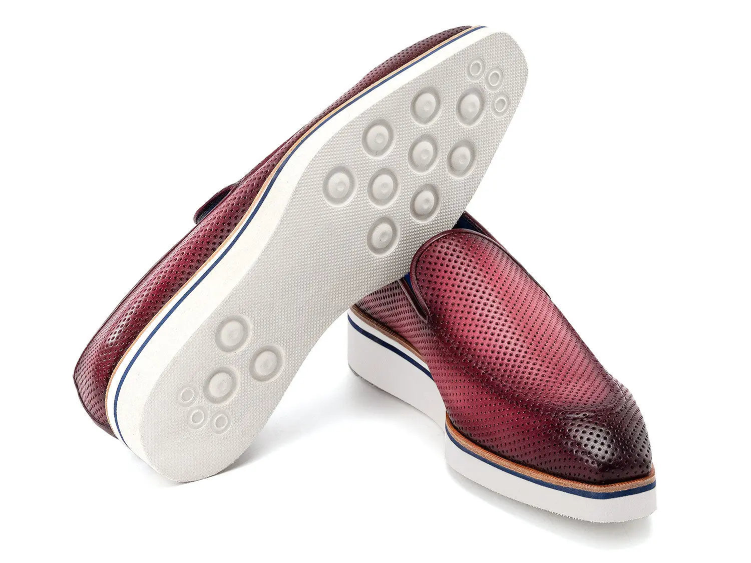 Paul Parkman Men's Purple Smart Casual Perforated Genuine Leather Loafers (ID#186-PR-PUR) PAUL PARKMAN