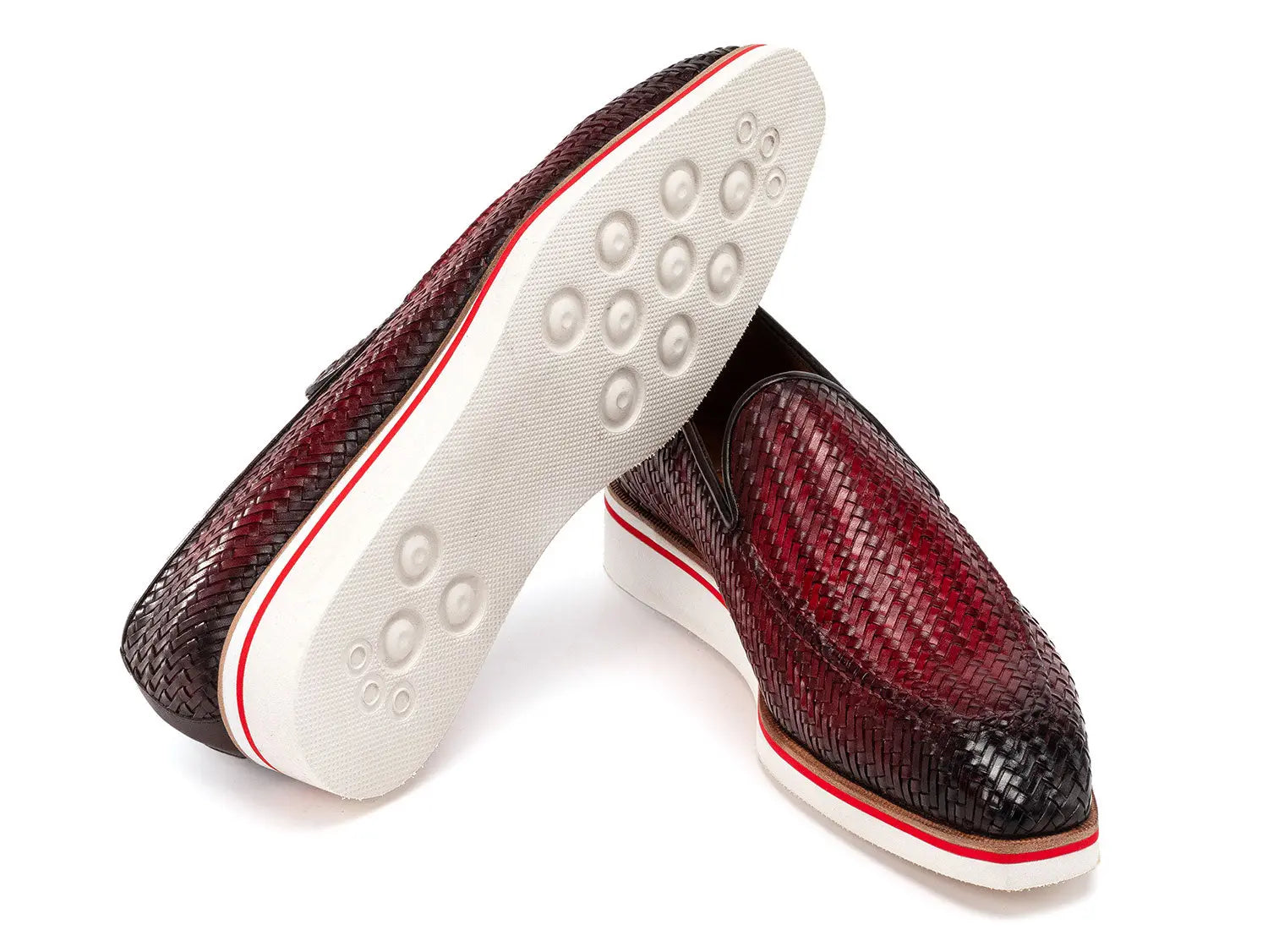 Paul Parkman Men's Bordeaux Smart Casual Woven Genuine Leather Loafers (ID#186-WN-BRD) PAUL PARKMAN
