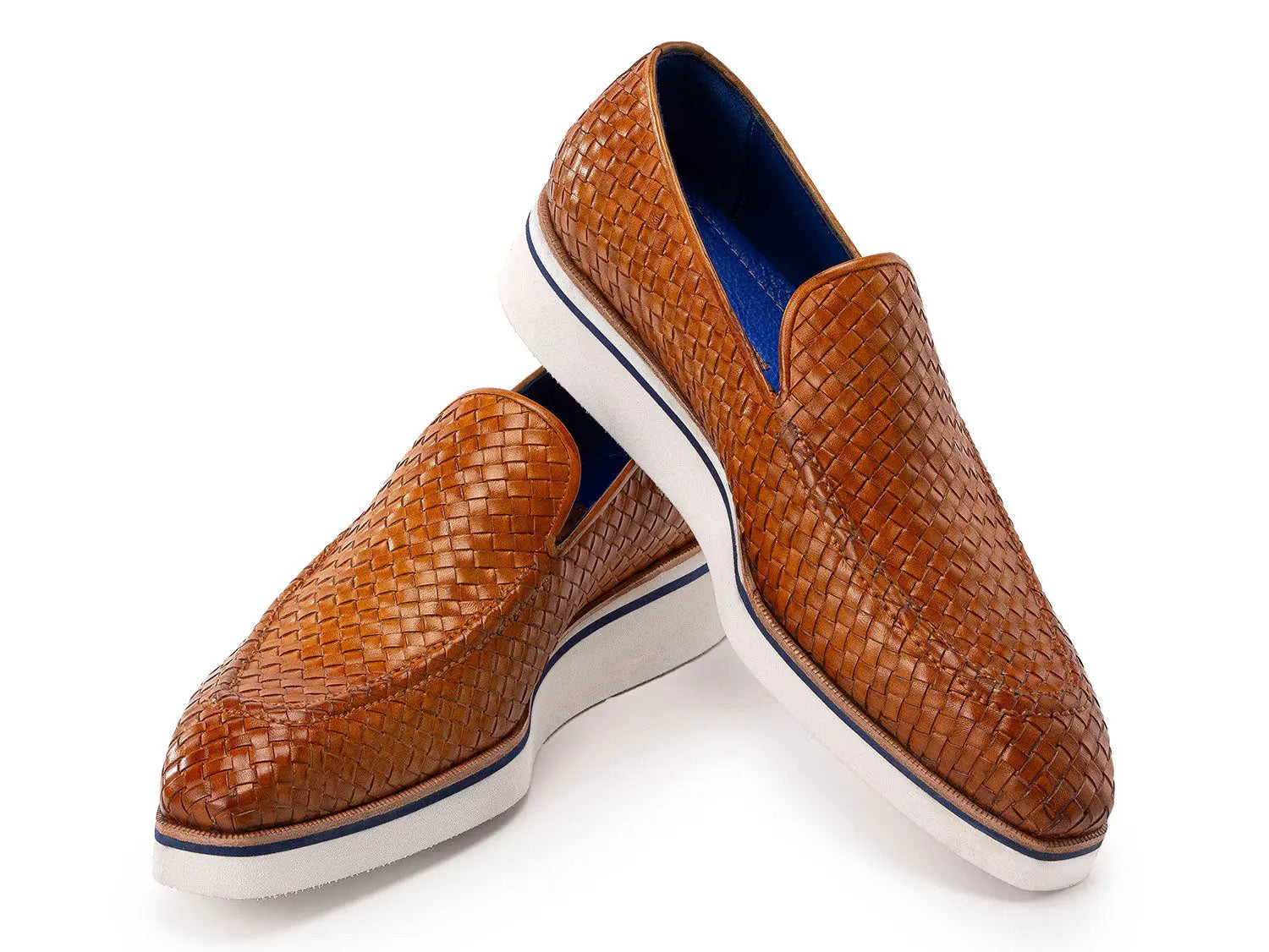 Paul Parkman Men's Light Brown Smart Casual Woven Genuine Leather Loafers (ID#186-WN-CML) PAUL PARKMAN