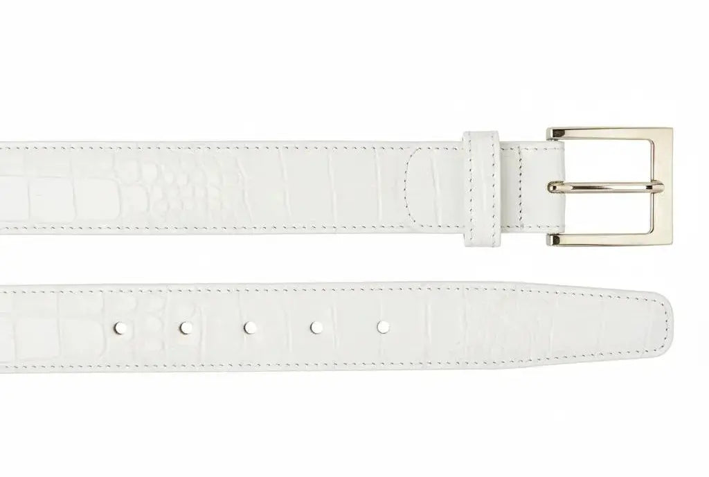 Belvedere 1999 White Genuine Caiman Crocodile Belt
