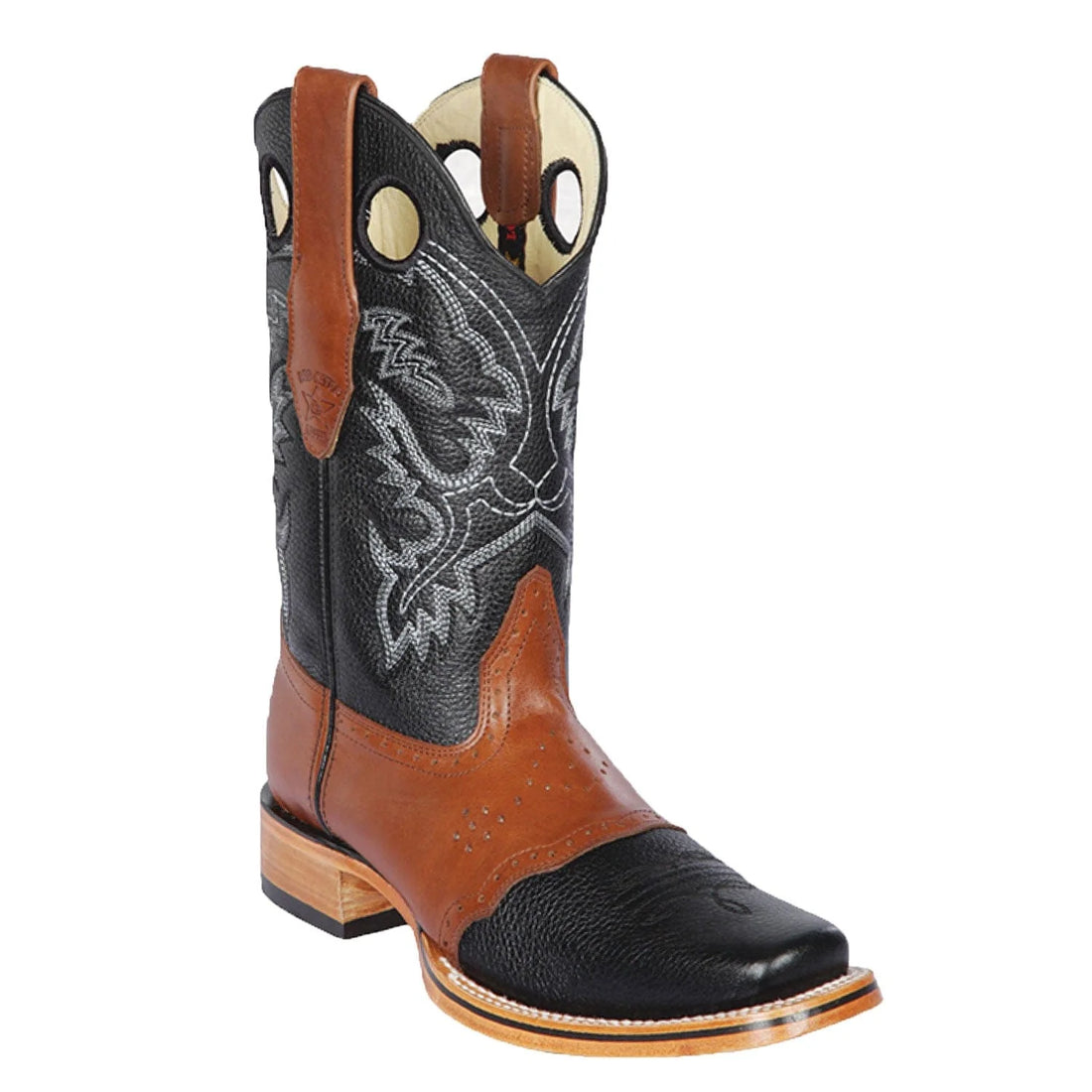 Los Altos 8142705 Men's Black Brown Genuine Grisly Rodeo Boots