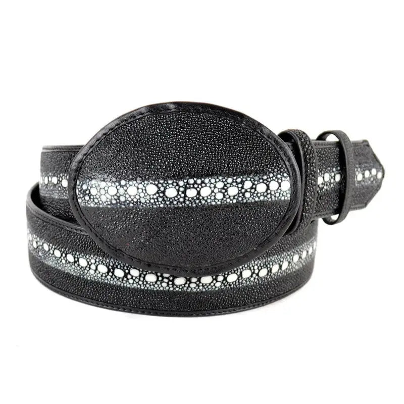 Los Altos C11U1405 Black Genuine Full Rowstone Stingray Cowboy Belt