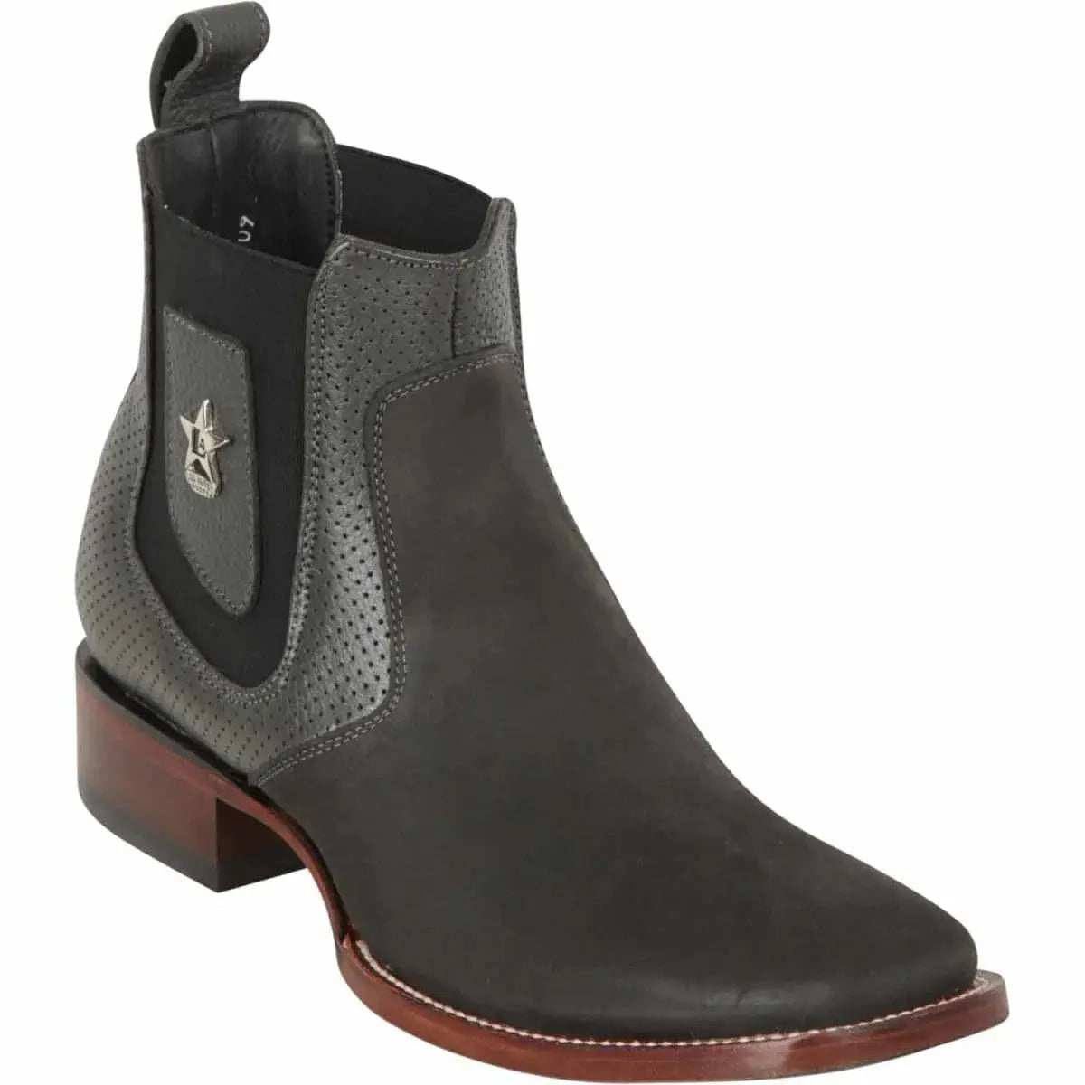 Los Altos 82BVI6309 Men's Gray Genuine Nubuck Wide Square Toe Ankle Boots