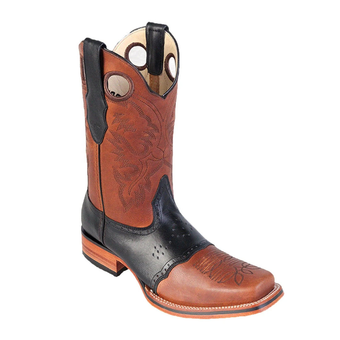 Los Altos 8142751 Men's Honey Black Genuine Grisly Rodeo Boots